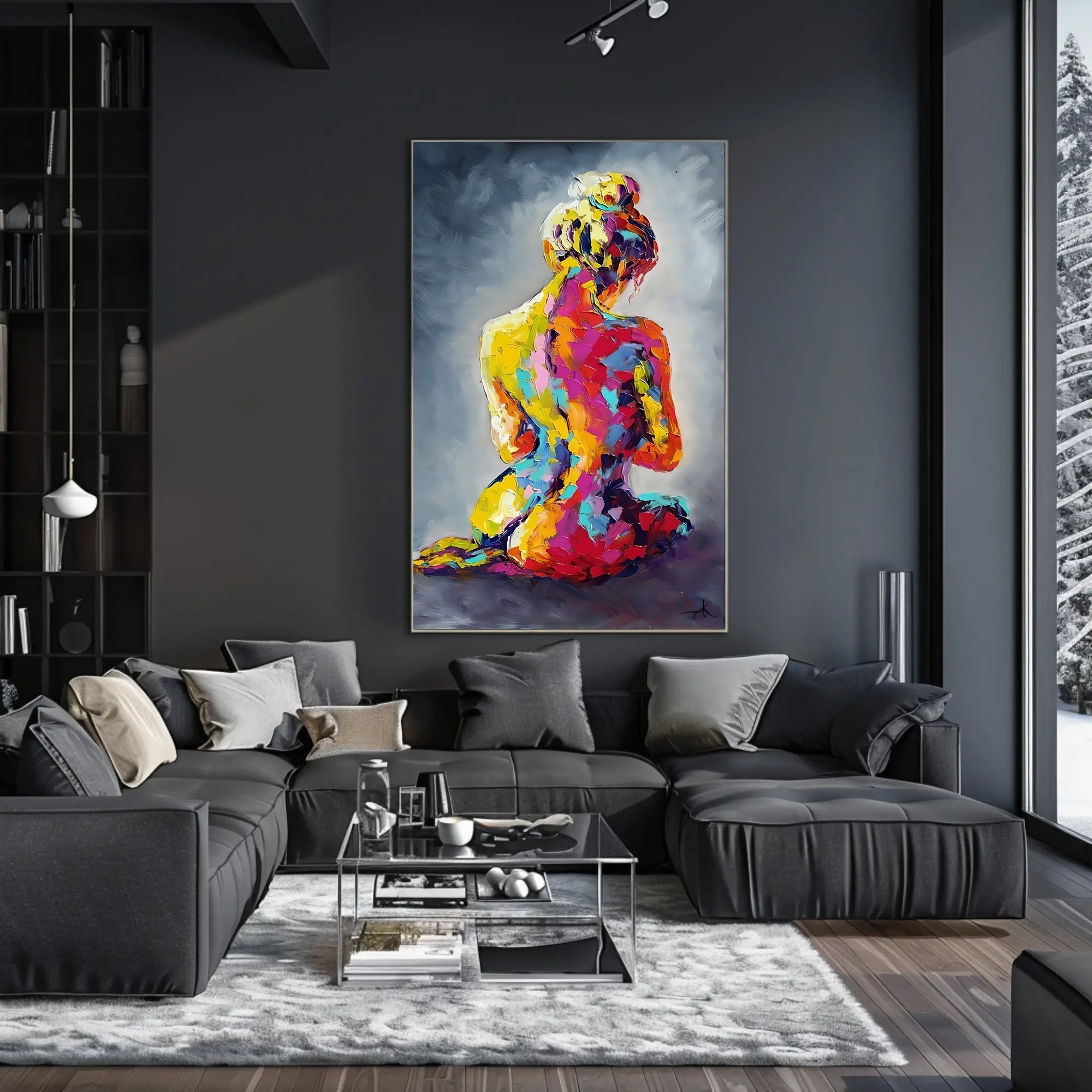 Abstract Human Form in Vibrant Colors - Artistic Poster PosterGoat