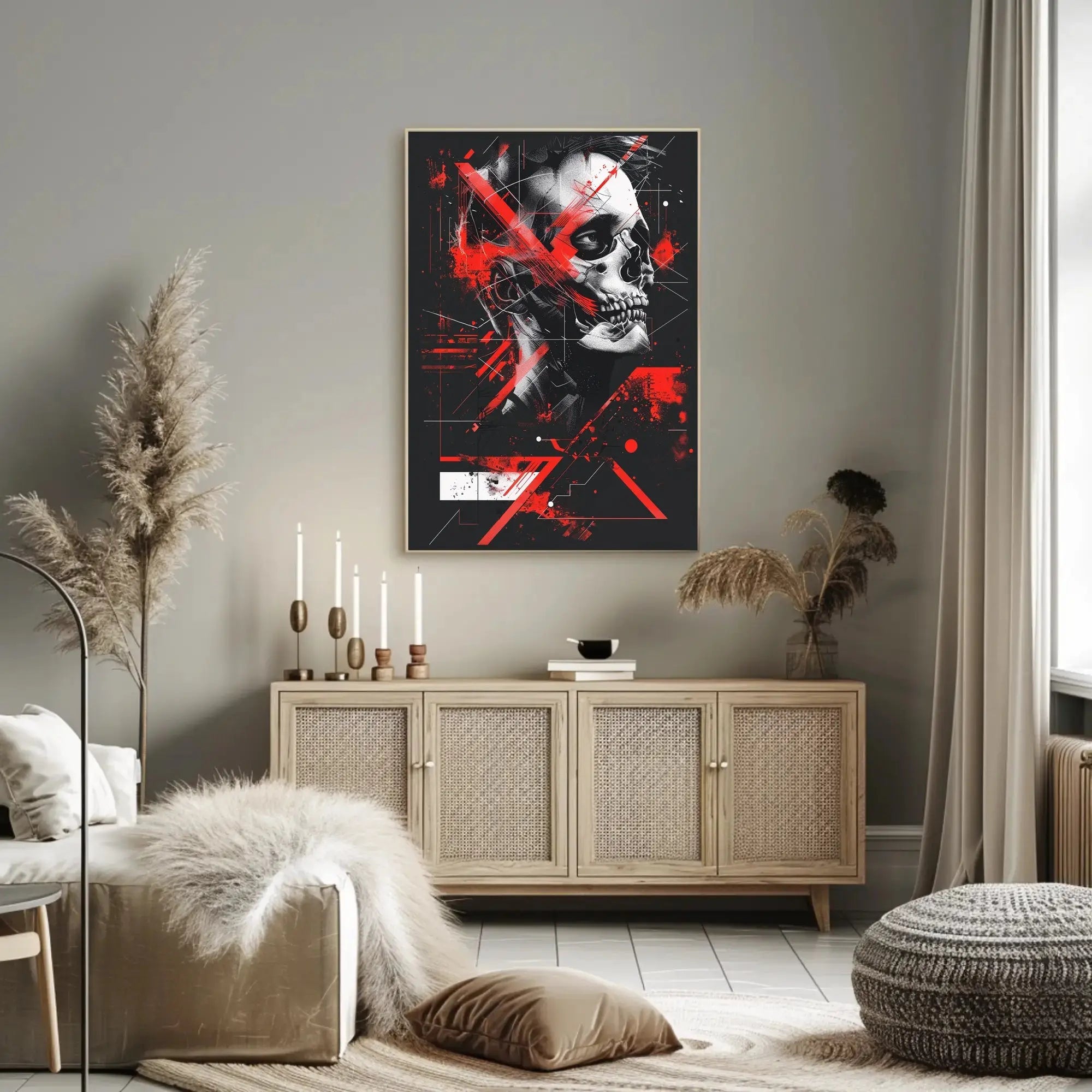 Abstract Human Skull Poster Wall Art for Modern Decor PosterGoat