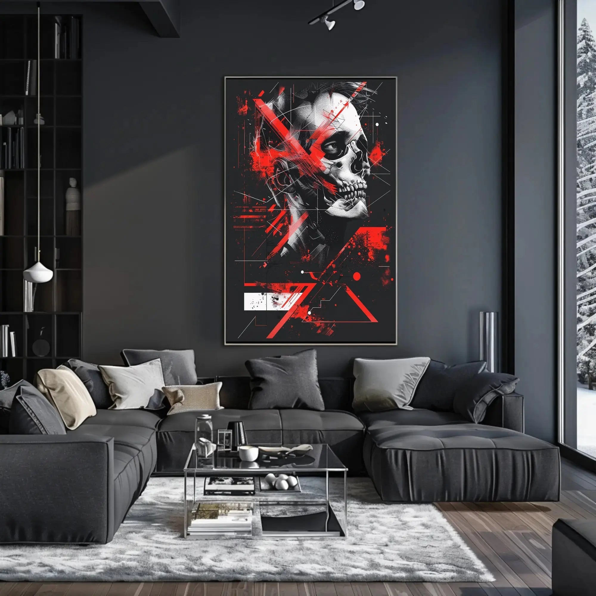 Abstract Human Skull Poster Wall Art for Modern Decor PosterGoat