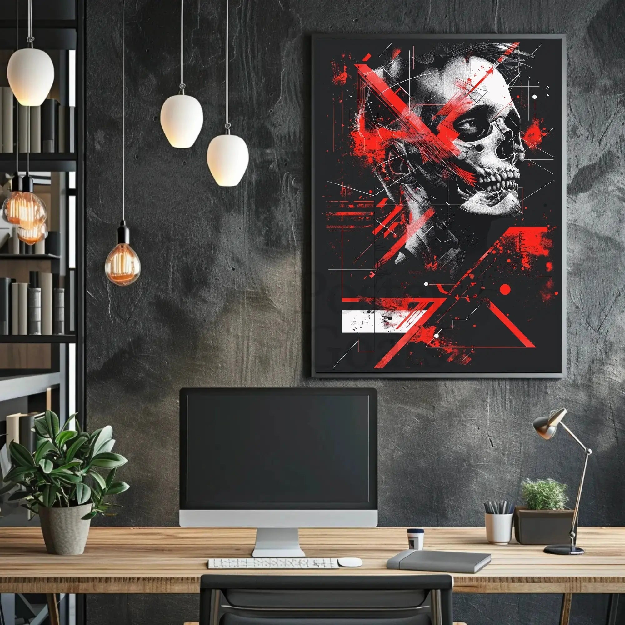 Abstract Human Skull Poster Wall Art for Modern Decor PosterGoat