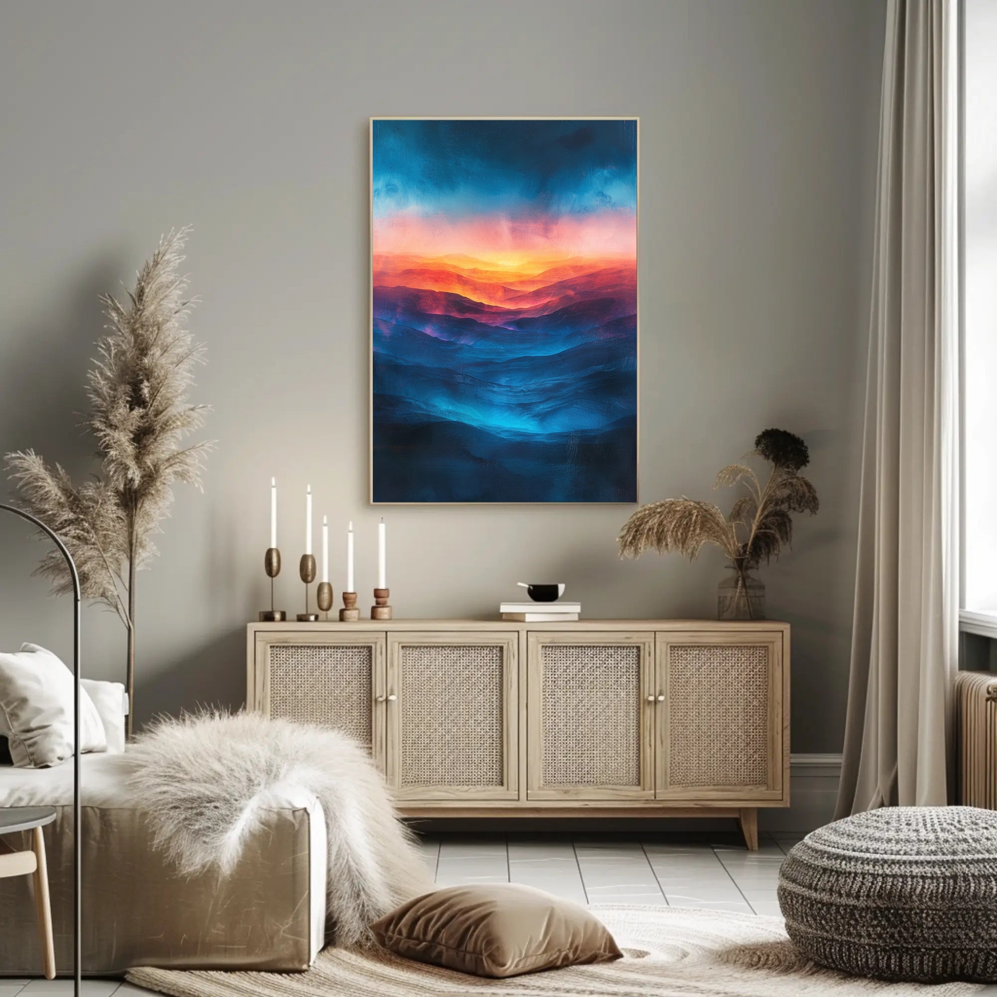 Abstract Landscape with Dramatic Warm and Cool Tones Poster PosterGoat