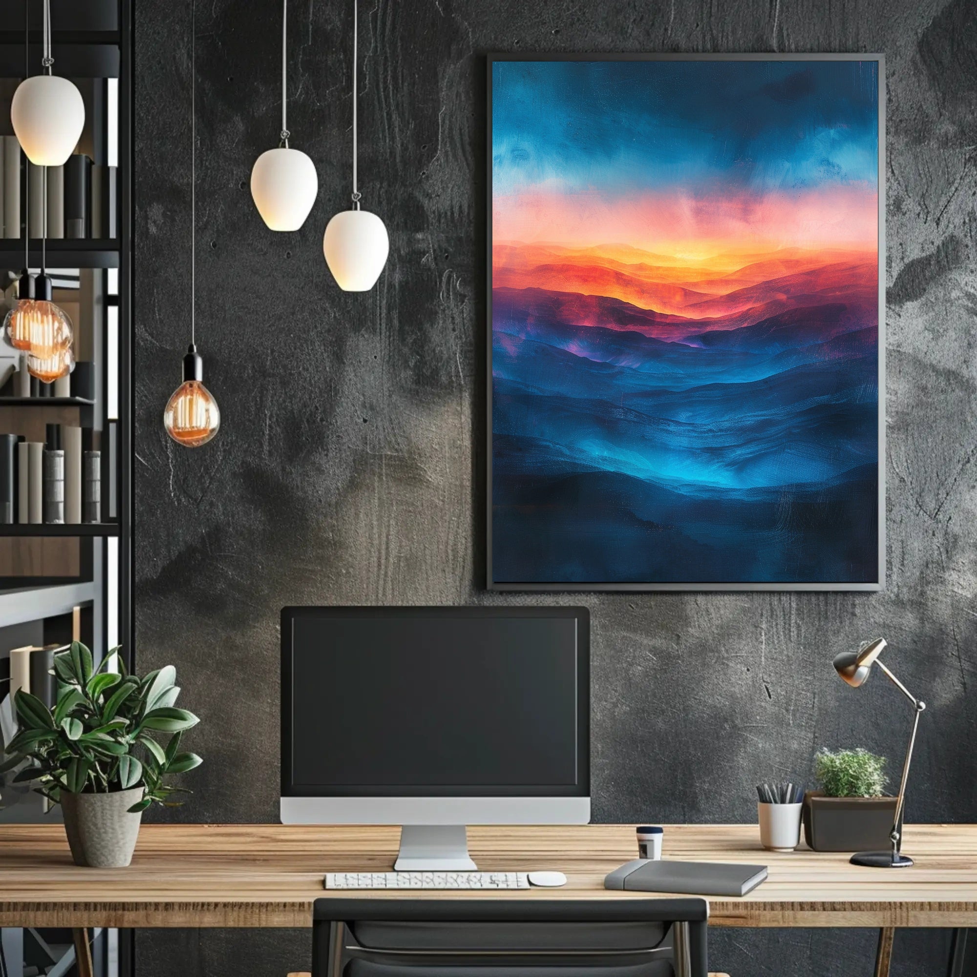 Abstract Landscape with Dramatic Warm and Cool Tones Poster PosterGoat