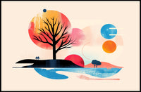 Abstract Leafless Tree with Colorful Sky Artistic Poster PosterGoat
