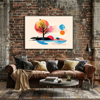 Abstract Leafless Tree with Colorful Sky Artistic Poster PosterGoat