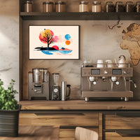 Abstract Leafless Tree with Colorful Sky Artistic Poster PosterGoat