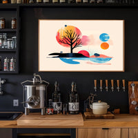 Abstract Leafless Tree with Colorful Sky Artistic Poster PosterGoat