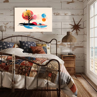 Abstract Leafless Tree with Colorful Sky Artistic Poster PosterGoat