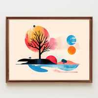 Abstract Leafless Tree with Colorful Sky Artistic Poster PosterGoat