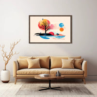 Abstract Leafless Tree with Colorful Sky Artistic Poster PosterGoat