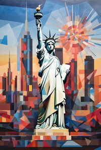 Abstract Liberty New York City Geometric Art Poster PosterGoat