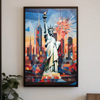 Abstract Liberty New York City Geometric Art Poster PosterGoat