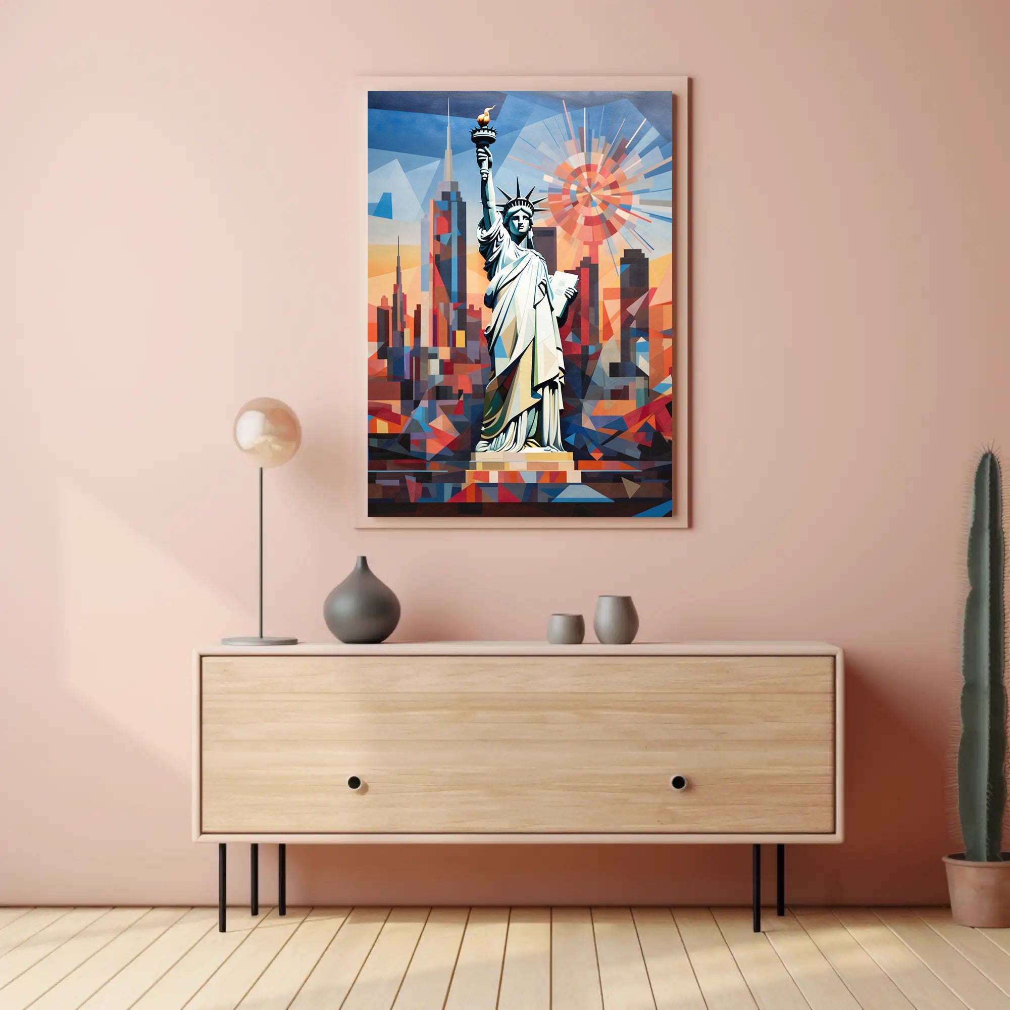 Abstract Liberty New York City Geometric Art Poster PosterGoat