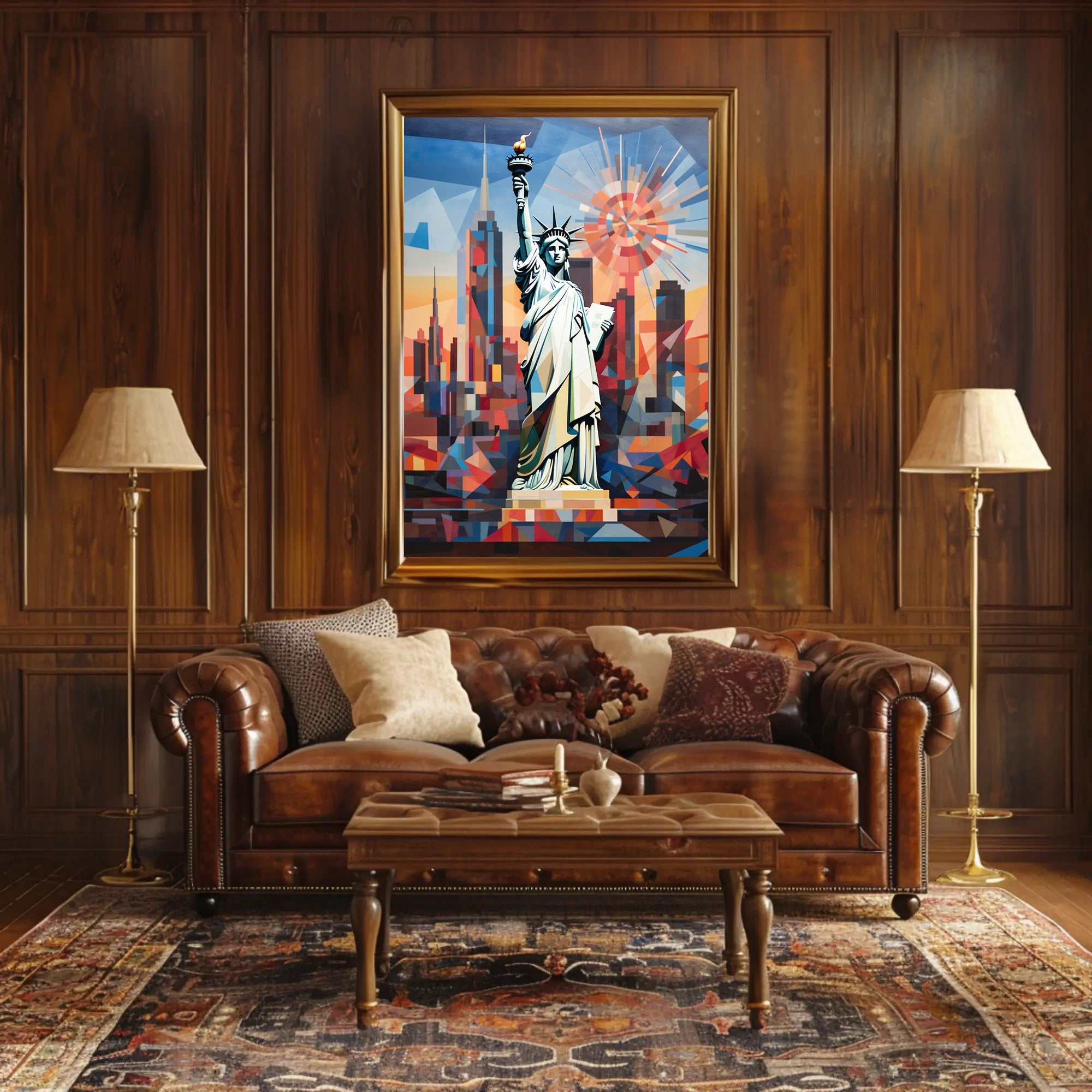 Abstract Liberty New York City Geometric Art Poster PosterGoat