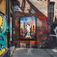 Abstract Liberty New York City Geometric Art Poster PosterGoat