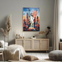 Abstract Liberty New York City Geometric Art Poster PosterGoat