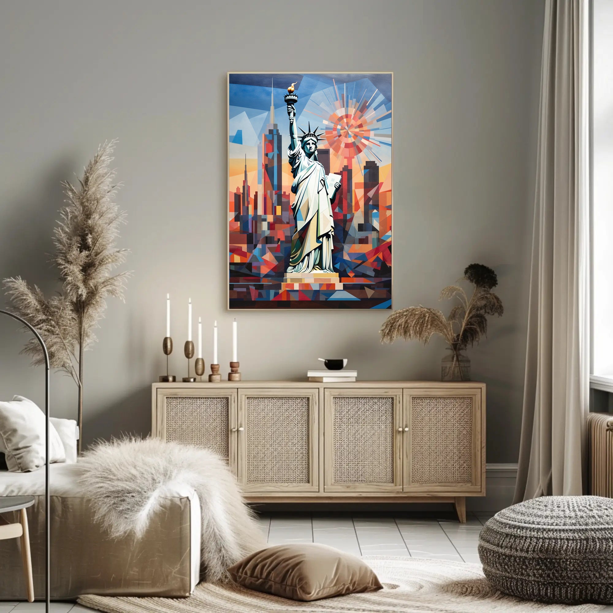Abstract Liberty New York City Geometric Art Poster PosterGoat