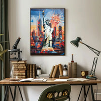 Abstract Liberty New York City Geometric Art Poster PosterGoat