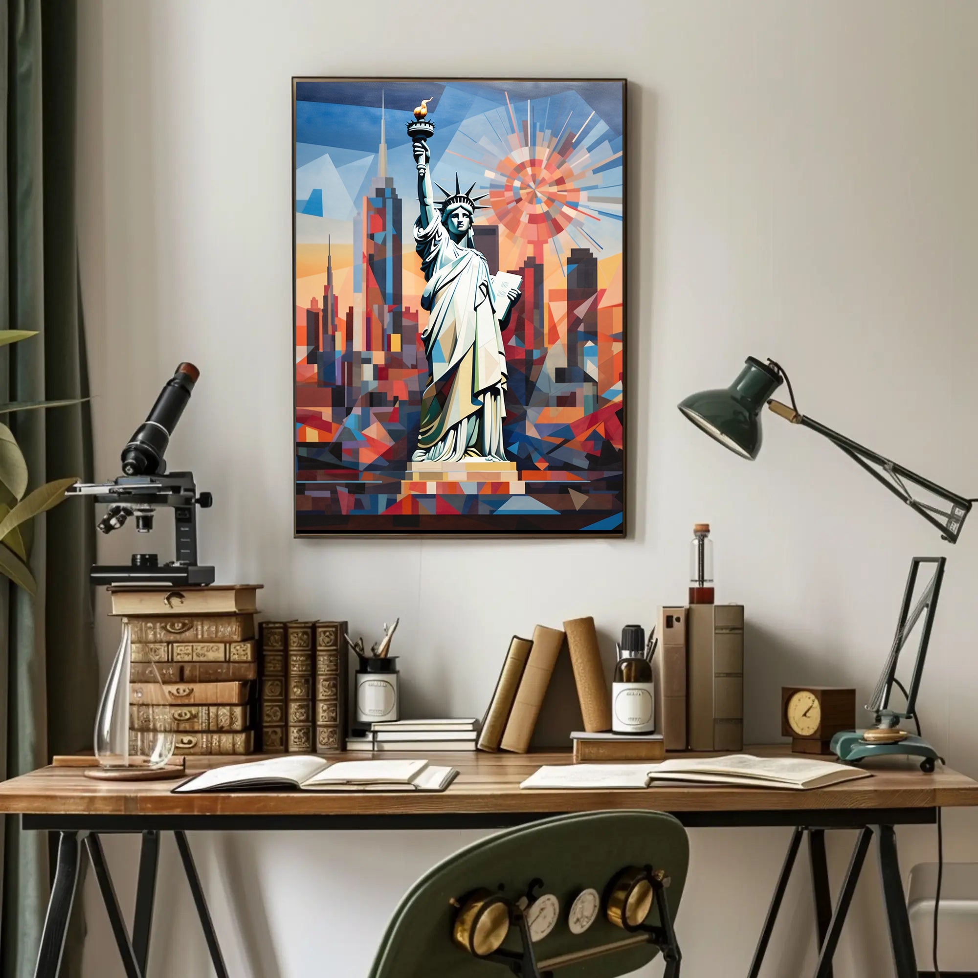 Abstract Liberty New York City Geometric Art Poster PosterGoat