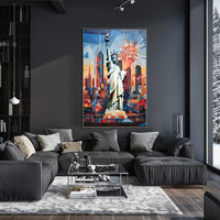 Abstract Liberty New York City Geometric Art Poster PosterGoat