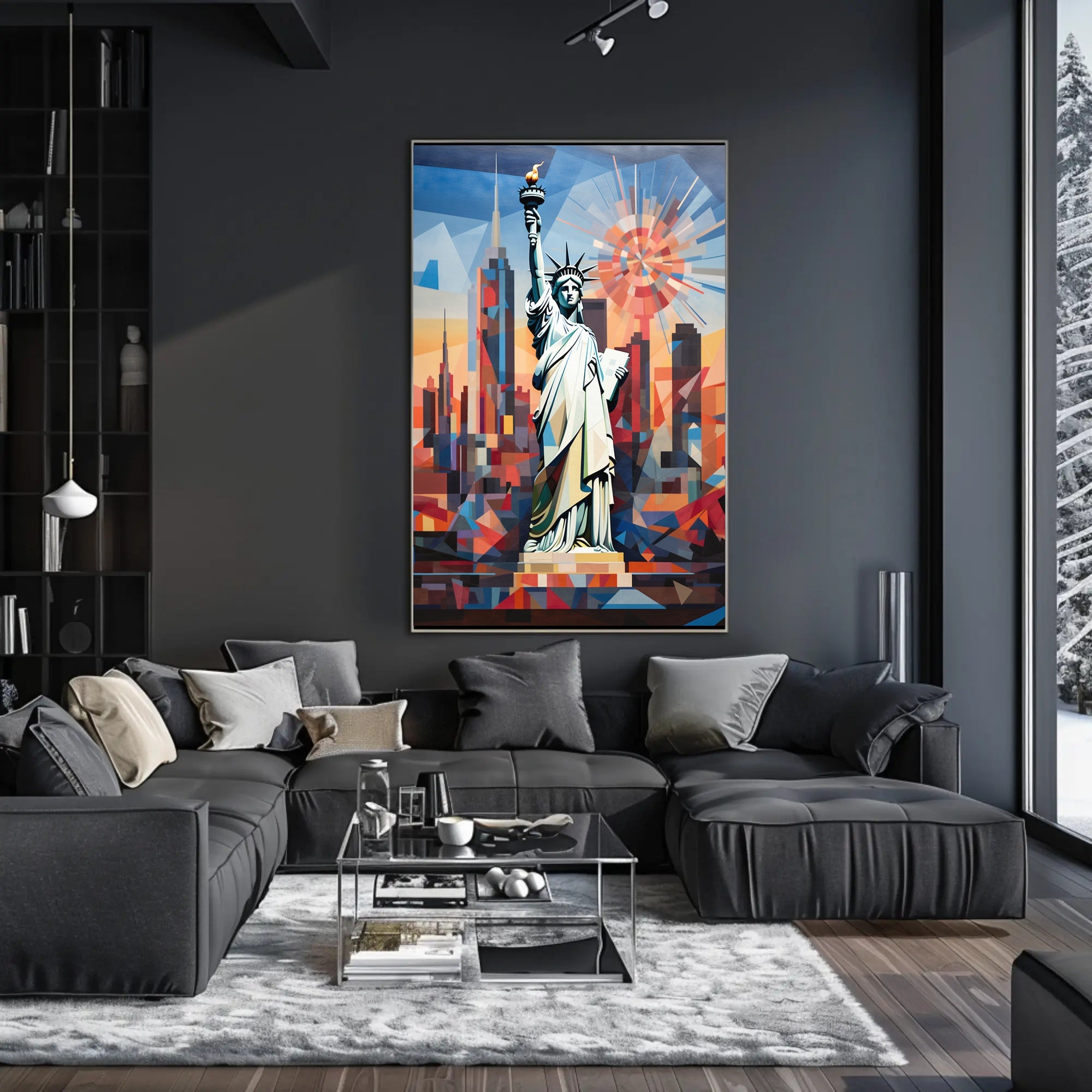 Abstract Liberty New York City Geometric Art Poster PosterGoat
