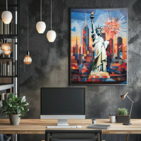 Abstract Liberty New York City Geometric Art Poster PosterGoat