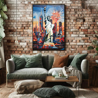 Abstract Liberty New York City Geometric Art Poster PosterGoat