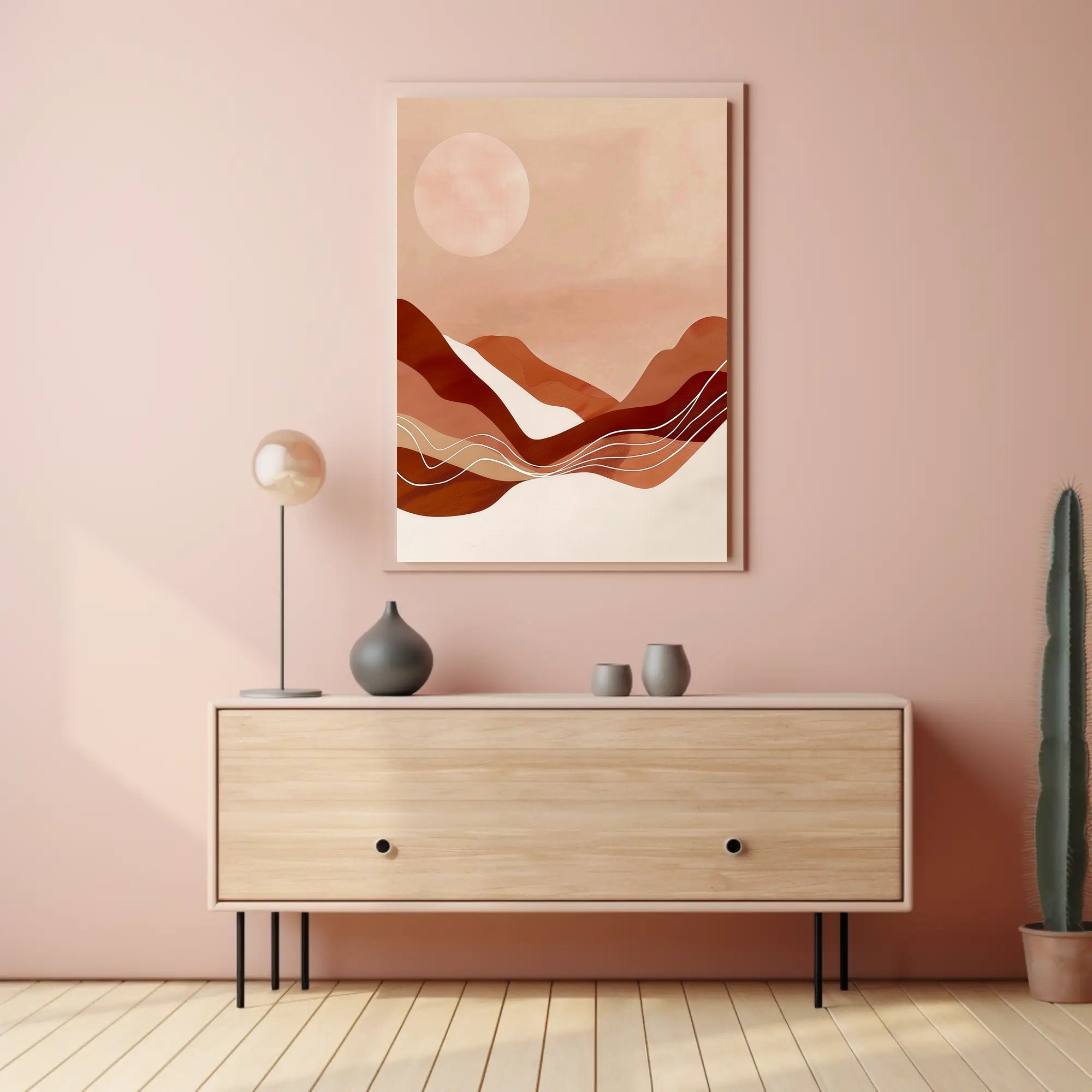 Abstract Minimalist Landscape: Serene Earth Tones Artistic Poster PosterGoat