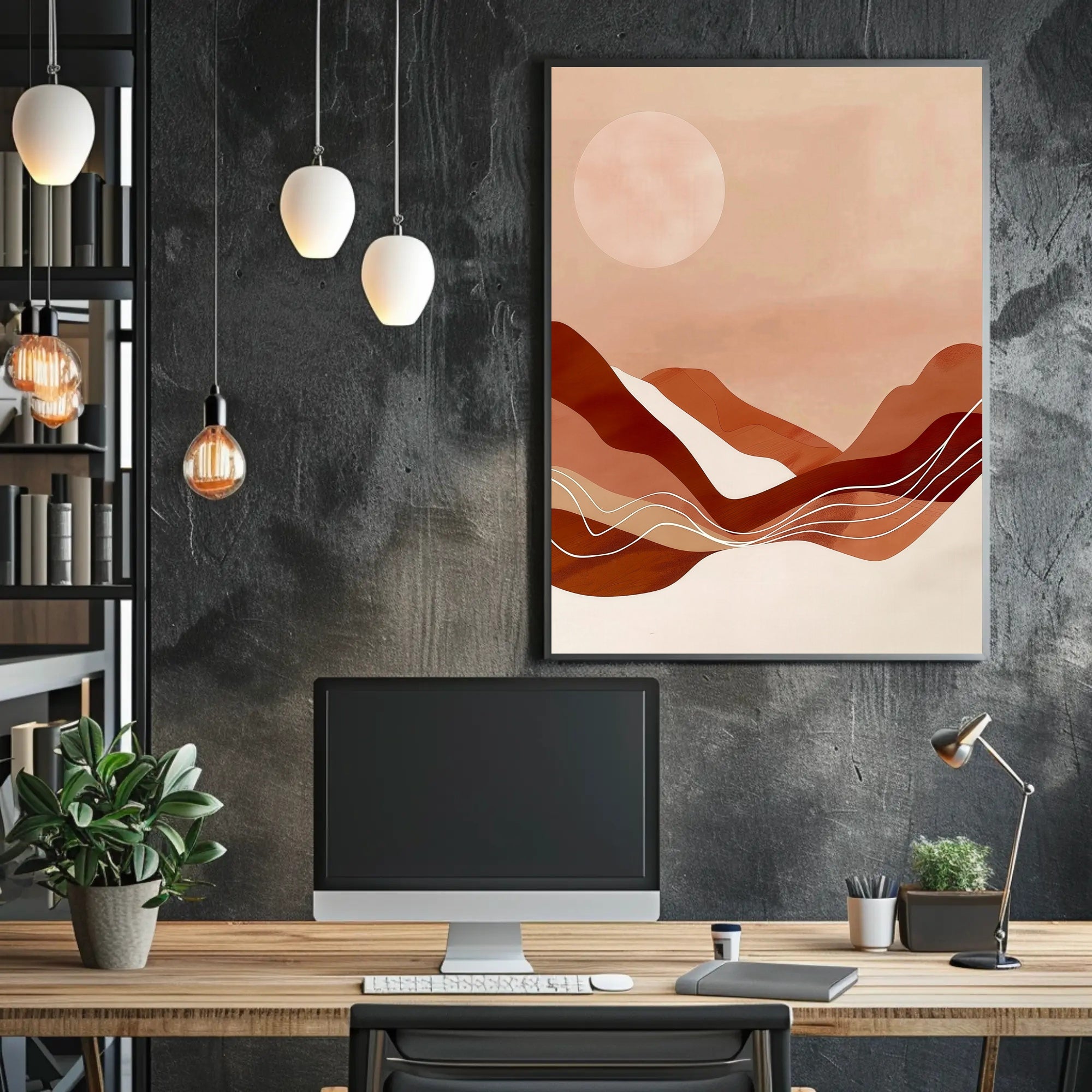 Abstract Minimalist Landscape: Serene Earth Tones Artistic Poster PosterGoat