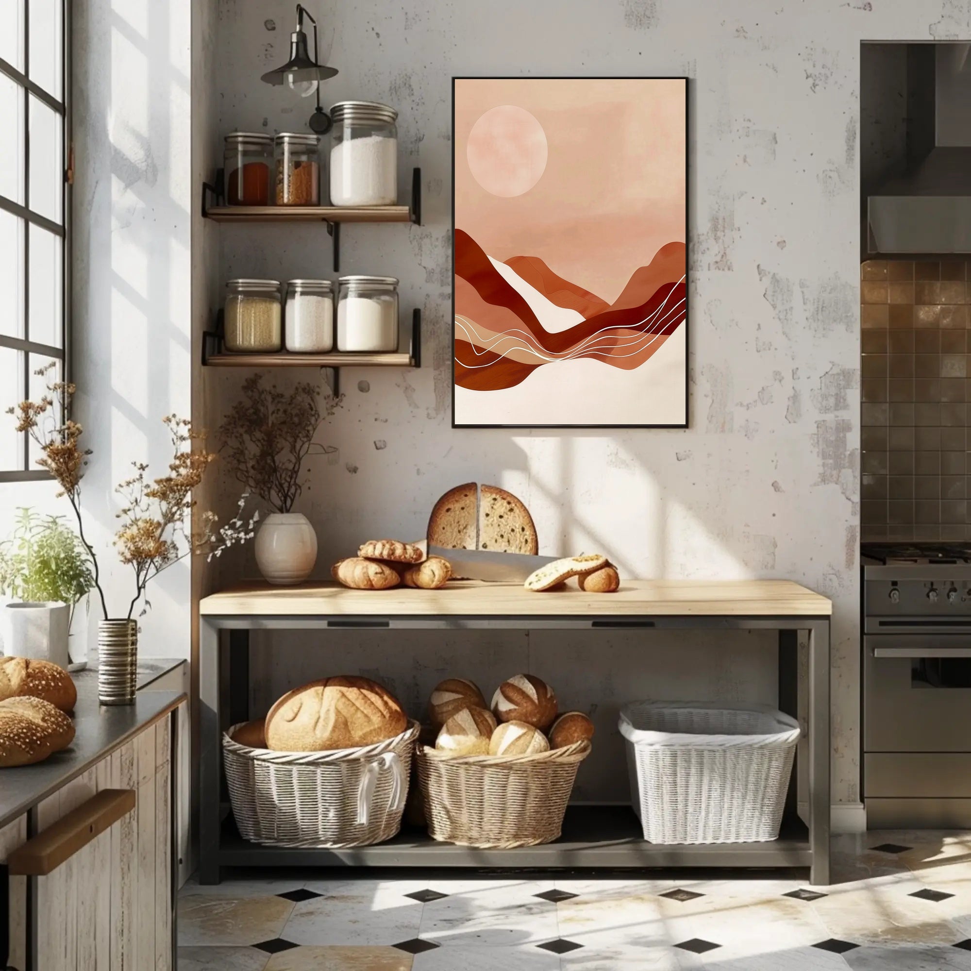 Abstract Minimalist Landscape: Serene Earth Tones Artistic Poster PosterGoat