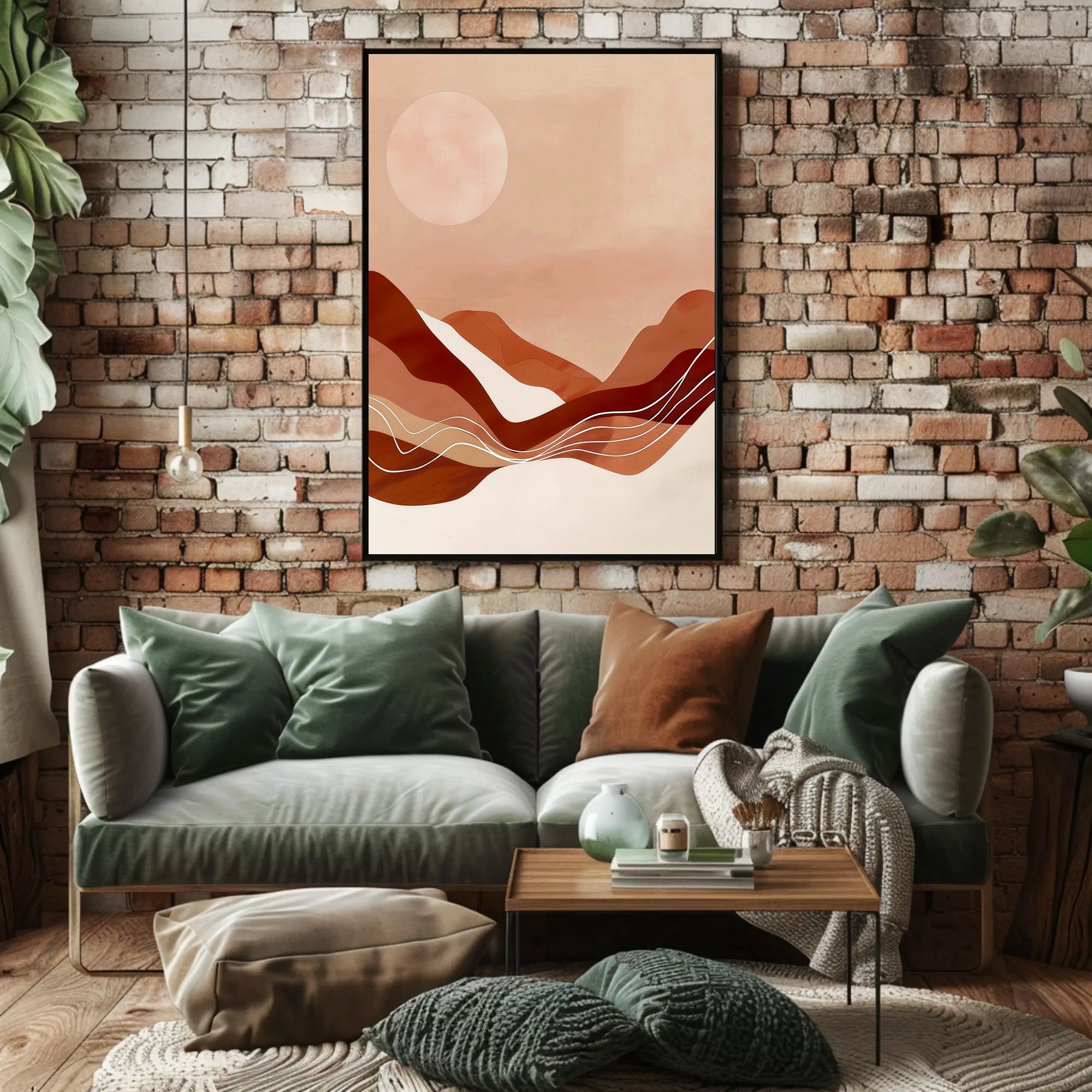 Abstract Minimalist Landscape: Serene Earth Tones Artistic Poster PosterGoat