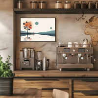 Abstract Serene Lakeside Landscape with Stylized Tree Artwork Poster PosterGoat