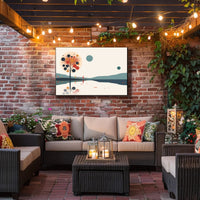 Abstract Serene Lakeside Landscape with Stylized Tree Artwork Poster PosterGoat