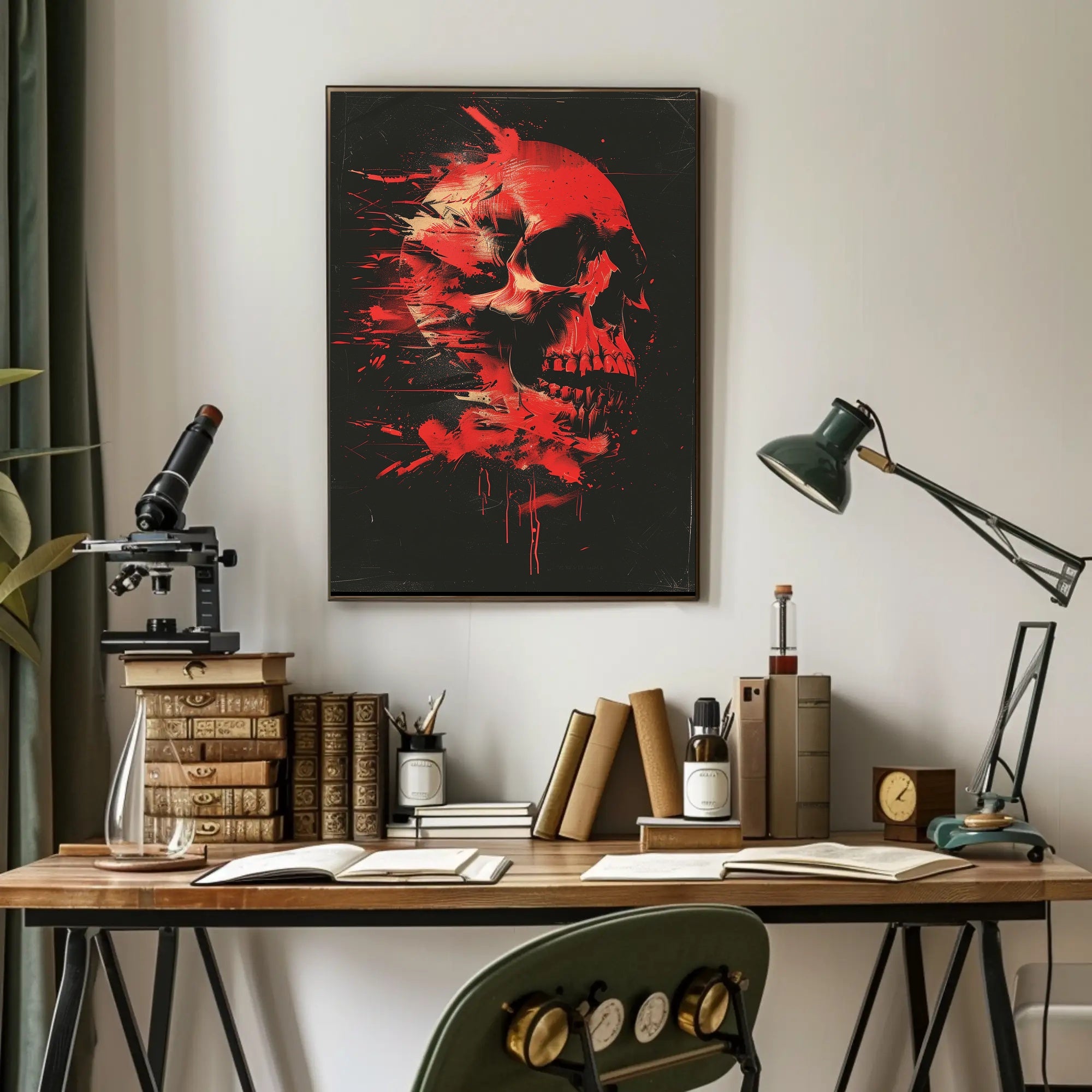 Abstract Skull Art Poster: Modern, Dramatic, and Intense Design PosterGoat