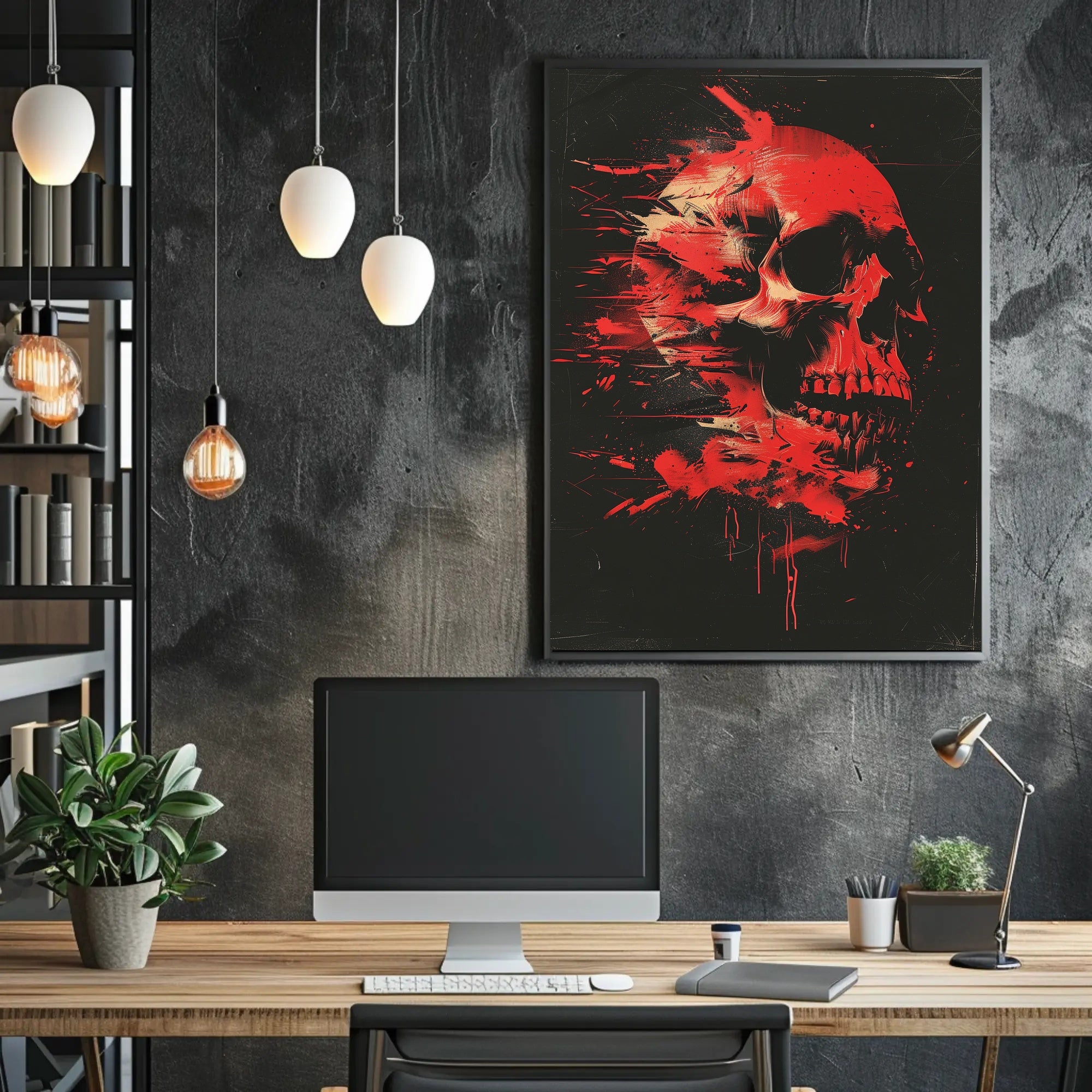 Abstract Skull Art Poster: Modern, Dramatic, and Intense Design PosterGoat