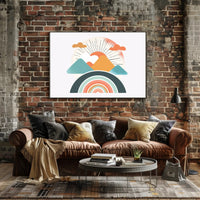 Abstract Sunrise Landscape with Retro Art Poster PosterGoat