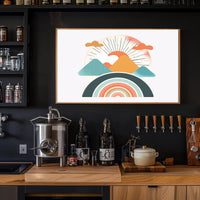 Abstract Sunrise Landscape with Retro Art Poster PosterGoat