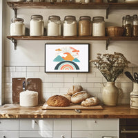 Abstract Sunrise Landscape with Retro Art Poster PosterGoat