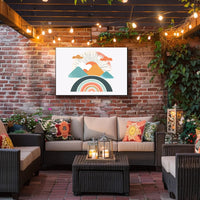 Abstract Sunrise Landscape with Retro Art Poster PosterGoat