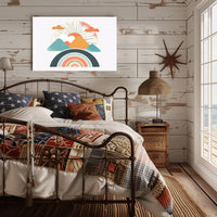 Abstract Sunrise Landscape with Retro Art Poster PosterGoat