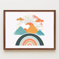 Abstract Sunrise Landscape with Retro Art Poster PosterGoat