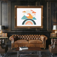 Abstract Sunrise Landscape with Retro Art Poster PosterGoat