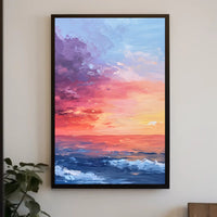 Abstract Sunset Ocean Scene with Impressionistic Artistic Poster PosterGoat