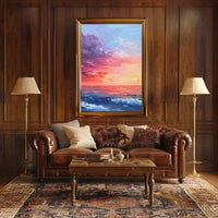 Abstract Sunset Ocean Scene with Impressionistic Artistic Poster PosterGoat