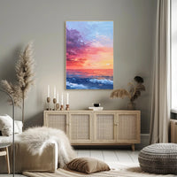 Abstract Sunset Ocean Scene with Impressionistic Artistic Poster PosterGoat