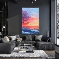 Abstract Sunset Ocean Scene with Impressionistic Artistic Poster PosterGoat