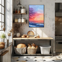 Abstract Sunset Ocean Scene with Impressionistic Artistic Poster PosterGoat