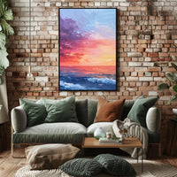 Abstract Sunset Ocean Scene with Impressionistic Artistic Poster PosterGoat