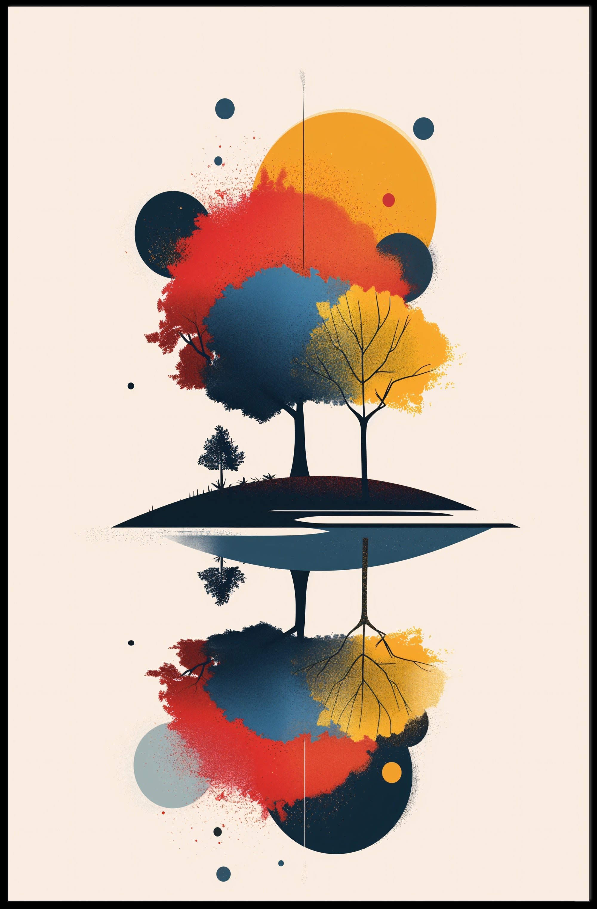 Abstract Trees Reflecting Vibrantly - Abstract or Artistic Poster PosterGoat