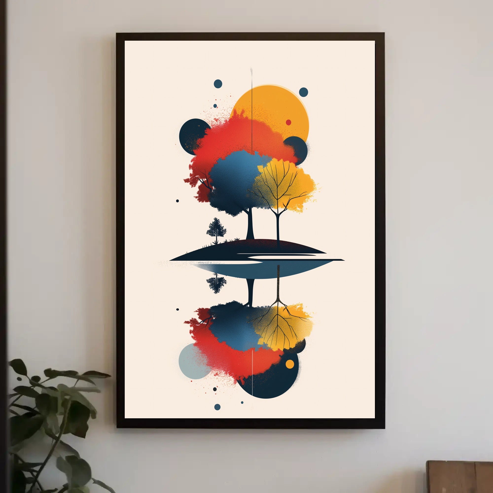 Abstract Trees Reflecting Vibrantly - Abstract or Artistic Poster PosterGoat