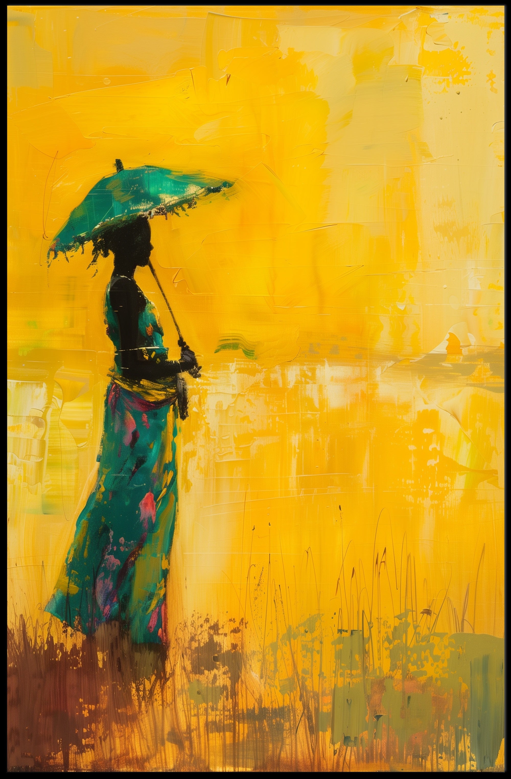 Abstract Umbrella Silhouette: Modern Artistic Poster PosterGoat
